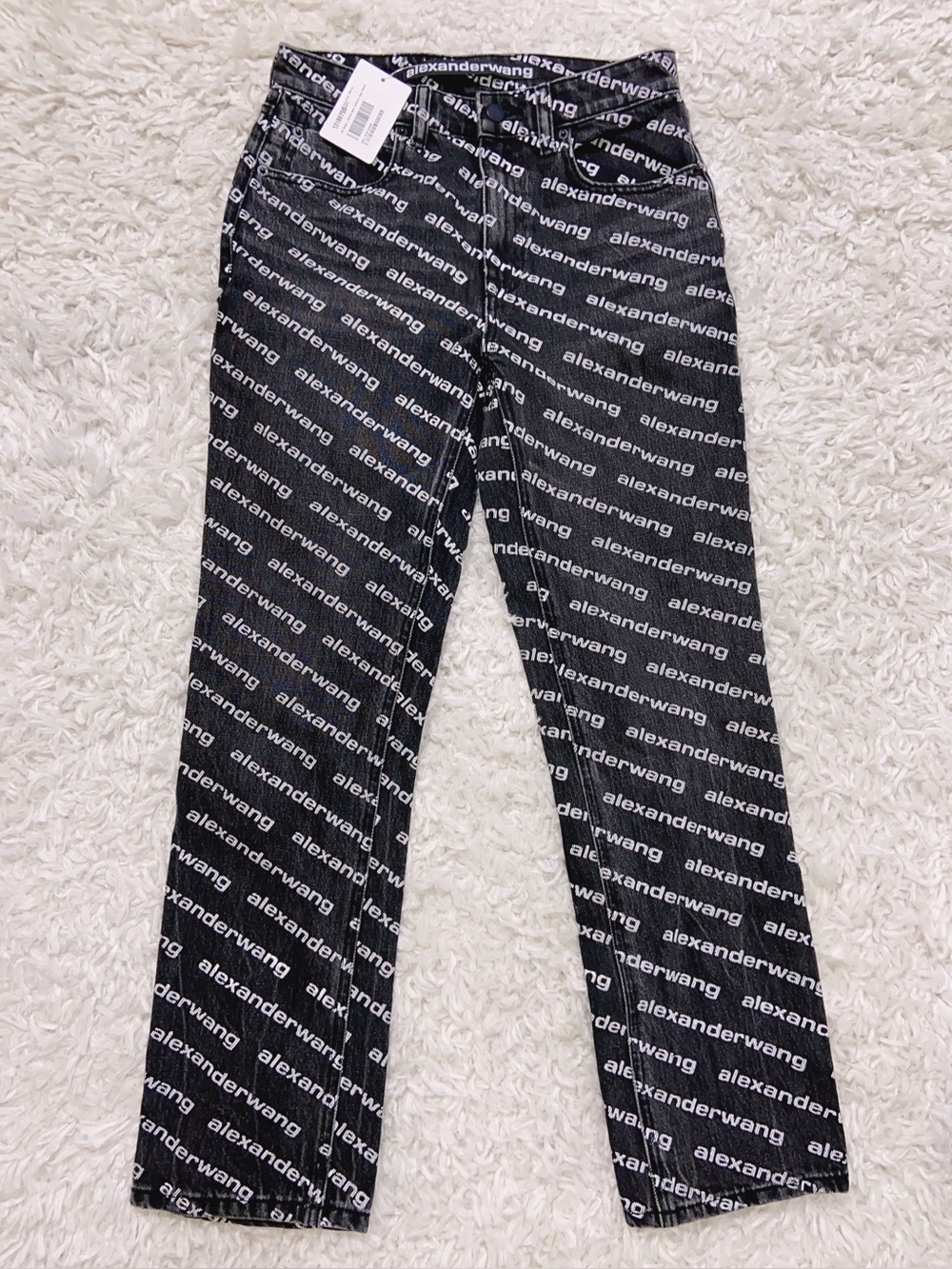NWT Alexander Wang Black and White Logo-Print Jeans